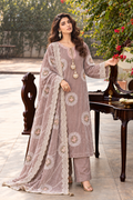 3 Piece Ready to Wear Luxury Velvet Embroidered Suit (Mauve)