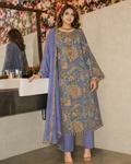 3 Piece Ready to Wear Luxury Embroidered Armani Silk Suit - Lilac