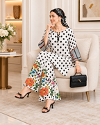 2 Piece Ready to Wear Printed Co-ord Set (Black & White)