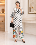 2 Piece Ready to Wear Printed Co-ord Set (Black & White)