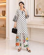 2 Piece Ready to Wear Printed Co-ord Set (Black & White)