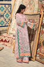 2 Piece Ready to Wear Printed Kaftan Set (Pink)