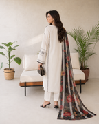 3 Piece Ready to Wear Embroidered Suit (White)