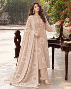 3 Piece Ready to Wear Luxury Velvet Embroidered Suit (Peach)