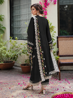 3 Piece Ready to Wear Embroidered Suit (Black)