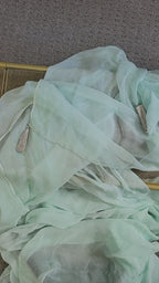 3 Piece Ready to Wear Luxury Chantilly Net Suit - Aqua