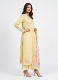 3 Piece Ready to Wear Luxury Embroidered Schiffli Suit - Butter Yellow