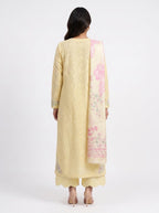 3 Piece Ready to Wear Luxury Embroidered Schiffli Suit - Butter Yellow